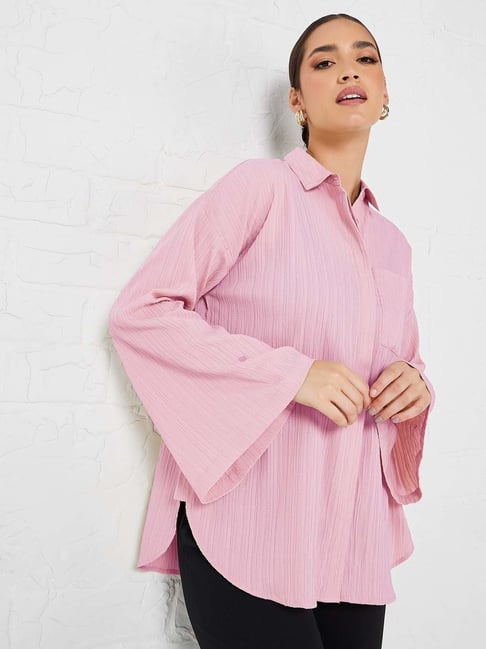 Styli Pink Self Pattern Shirt-picture-36