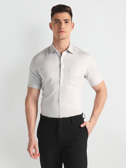 Buy Arrow Grey Cotton Regular Fit Shirt for Mens Online @ Tata CLiQ
