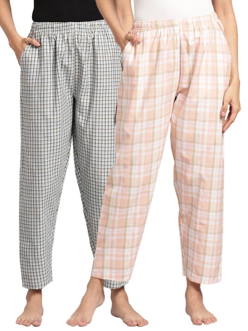 Kryptic Pink & Blue Cotton Checks Lounge Pants (Pack Of 2)-picture-18