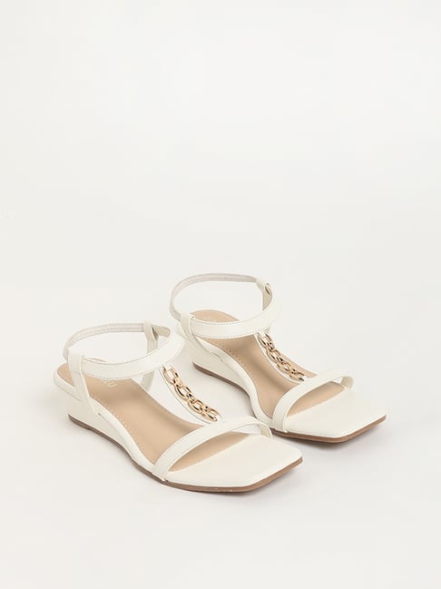 ASOS DESIGN Nash strappy tie leg heeled sandals in off white | ASOS