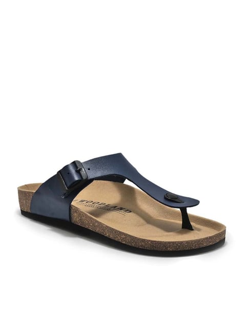 Woodland Men's Navy T-Strap Sandals