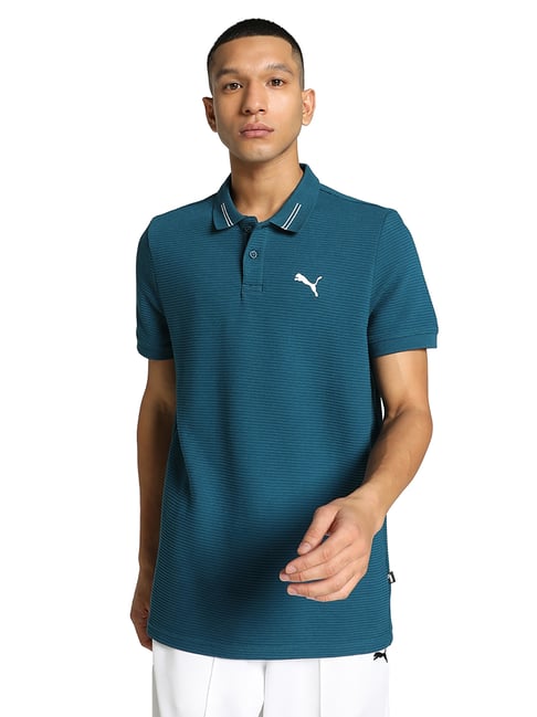 Puma NRP India Ottoman Teal Blue Slim Fit Cotton Polo T-Shirt