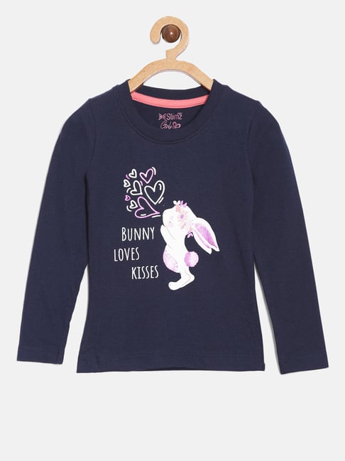 Dixcy Slimz Kids Navy Printed Full Sleeves Top