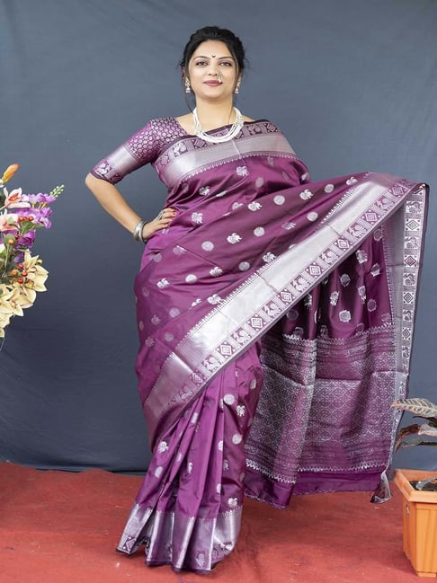 Super Soft Silk Saree With Rich Pallu in Shine Purple Color With Silve –  Tulsi Designer