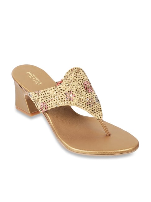 Metro Women's Antique Gold Thong Sandals-picture-23