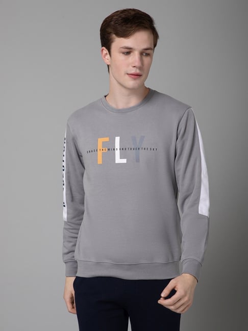 Cantabil Grey Regular Fit Printed Sweatshirt