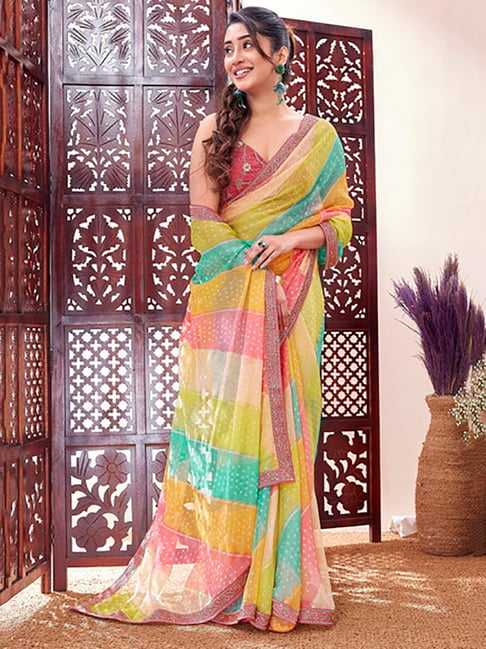 Saree with Multicolor Digital print Silk - SR24860