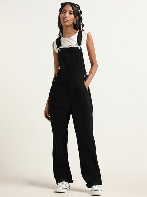 Blue denim jumpsuit by High-Buy in imported quality with belt- one size  will fit all from xxs to M