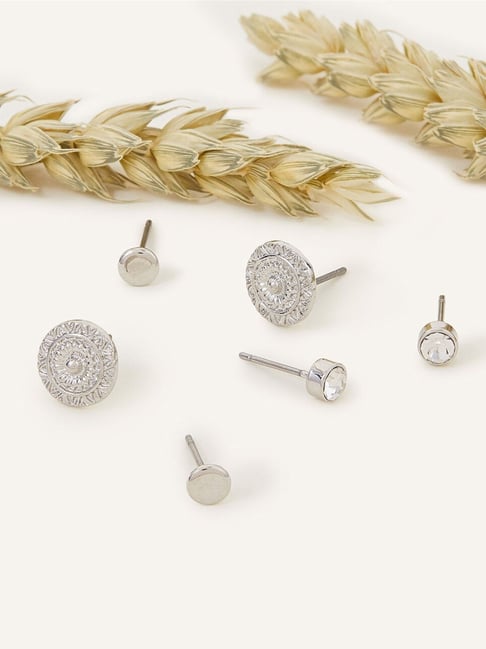 Accessorize London Textured Discs Stud Earrings Set of - Main Image