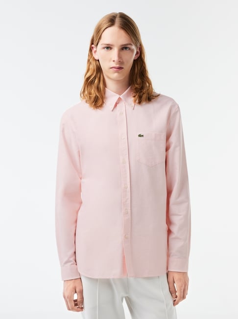Lacoste Pink Cotton Regular Fit Shirt