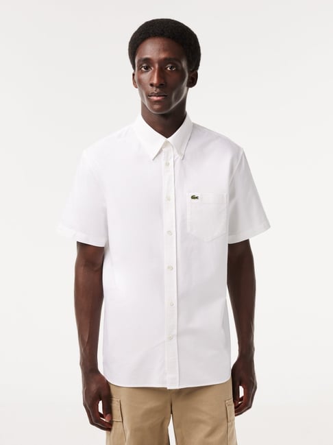 Buy Lacoste White Cotton Regular Fit Shirts for Mens Online Tata CLiQ