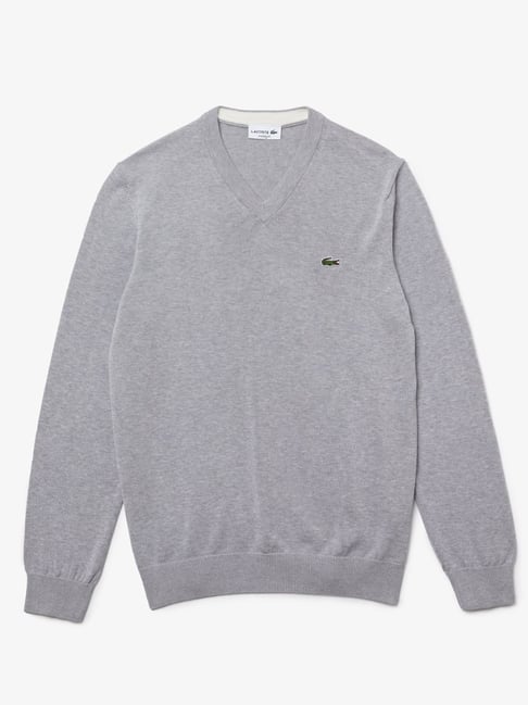 Lacoste Grey Cotton Regular Fit Sweater