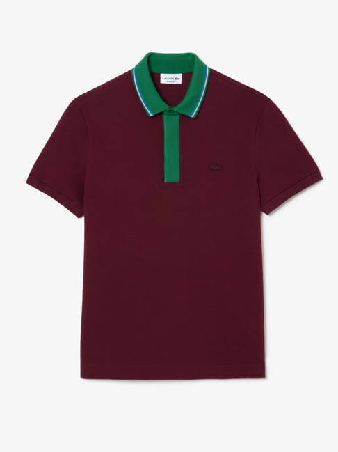 Maroon Burgundy Lacoste Polo Shirt Lacoste Logo-embroidered Cotton