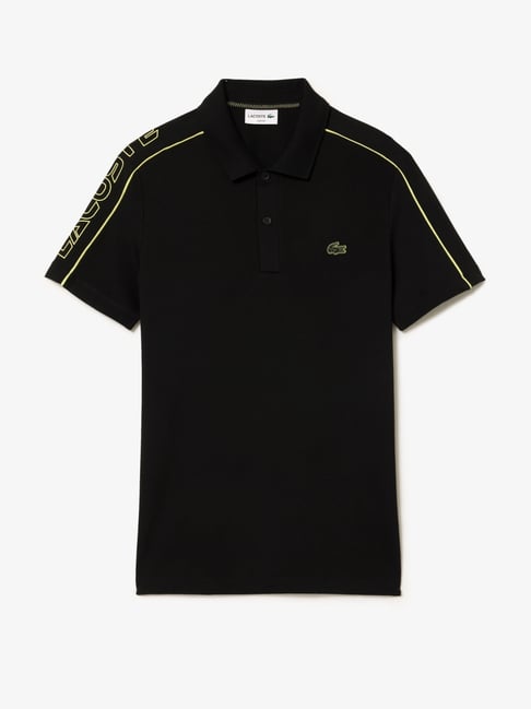 Lacoste Black Cotton Slim Fit Polo T Shirt
