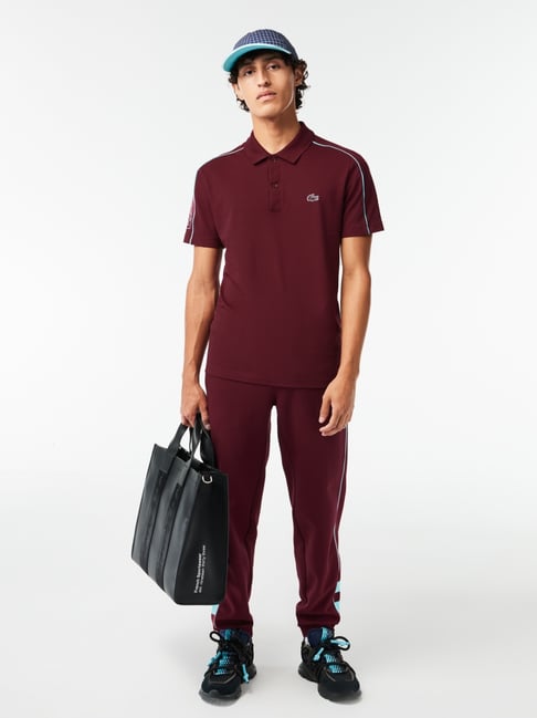 Lacoste Maroon Cotton Slim Fit Polo T-Shirt