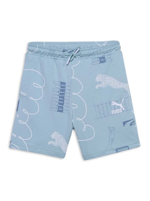Puma Kids CLASSICS BRAND LOVE Blue Cotton Printed Shorts-picture-44