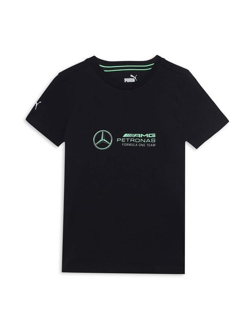 Puma Kids Mercedes AMG Petronas Motorsport Black Cotton Printed T Shirt