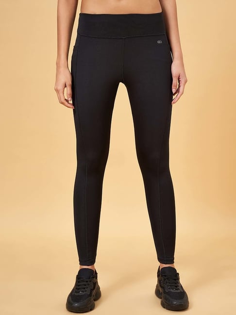 Ajile by Pantaloons Jet Black Mid Rise Sports Tights