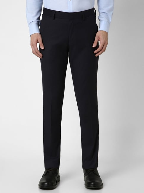 Peter England Black Slim Fit Trousers-picture-42