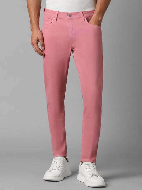 Buy Louis Philippe Pink Cotton Regular Fit Jeans for Mens Online