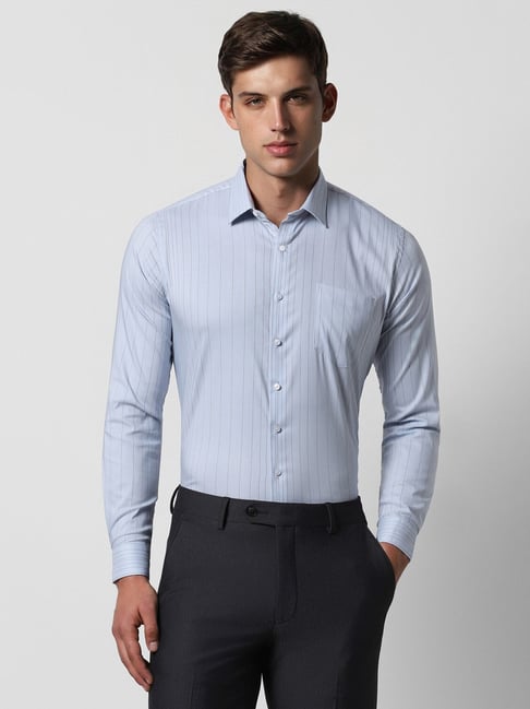 Van Heusen Blue Slim Fit Striped Shirt-picture-10