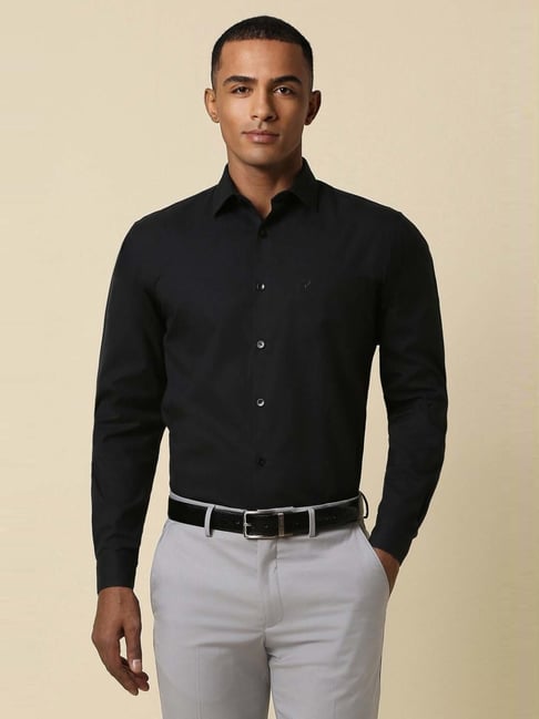 Allen Solly Black Cotton Slim Fit Shirt-picture-24