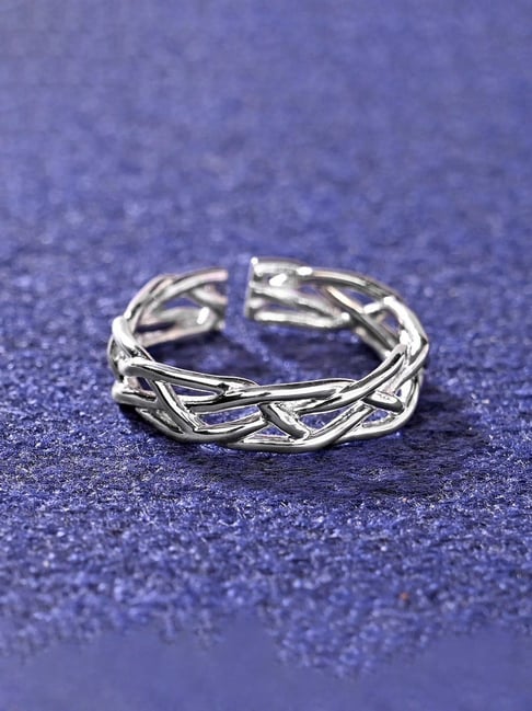 Clara Pure 92.5 Sterling Silver Bold Adjustable Thumb Band Finger Ring for Women & Girls