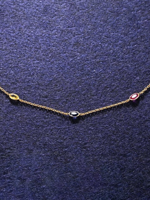 Clara 92.5 Sterling Silver Multicolor Gold-Plated Charm Minimal Necklace Chain