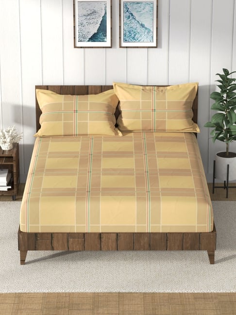 Nautica Bristol Checks Multicolor 150 TC King Bedsheet with 2 Pillow Covers-picture-24