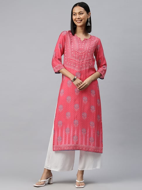 READIPRINT FASHIONS Pink Printed Straight Kurta-picture-10