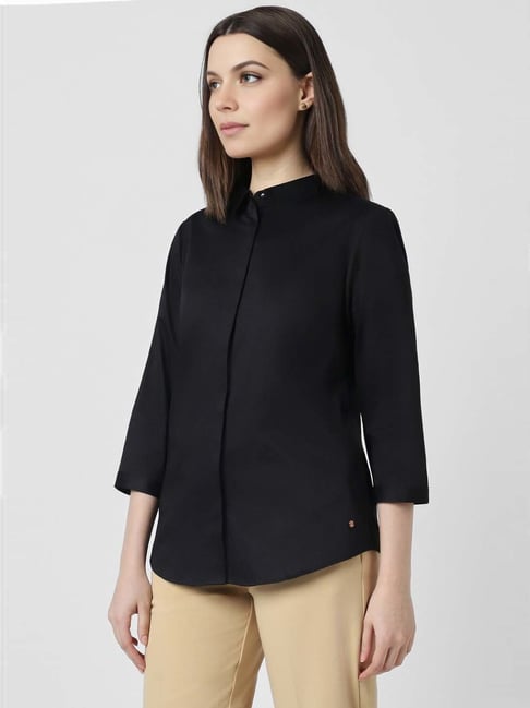 Van Heusen Black Cotton Regular Fit Formal Shirt-picture-18