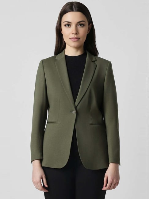 Van Heusen Green Regular Fit Formal Blazer