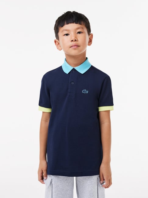 Lacoste Kids Navy Solid Polo T-Shirt