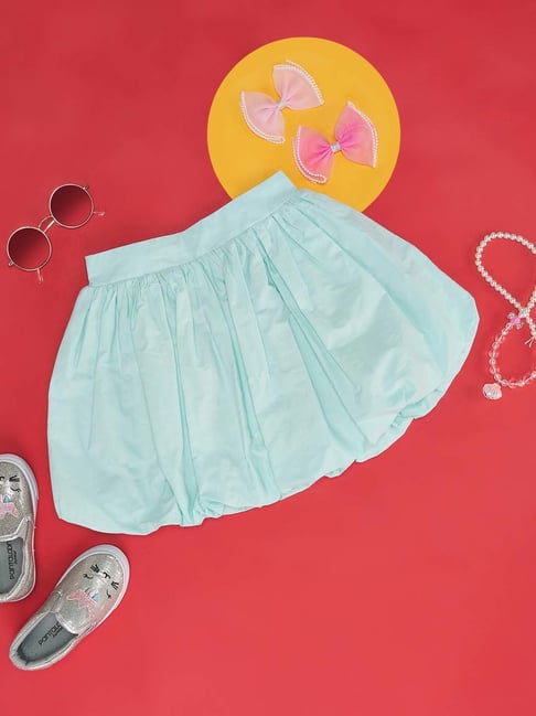 Pantaloons Junior Kids Aqua Blue Cotton Regular Fit Skirt-picture-21