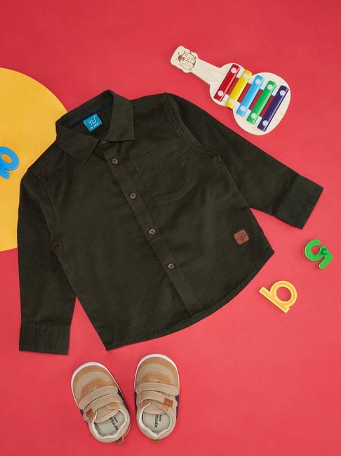 YU by Pantaloons Kids Green Regular Fit Full Sleeves Shirt