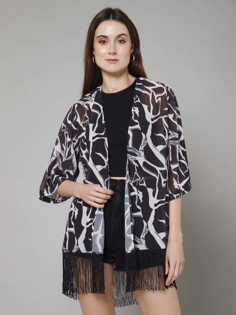 PURYS Black & White Printed Shrug-picture-17