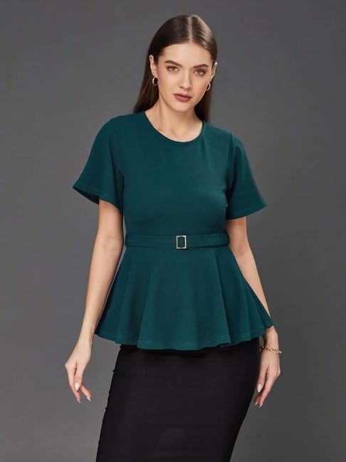 Miss Chase Green Textured Pattern Top-picture-28