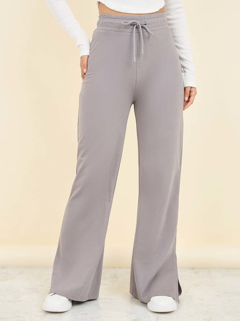 Styli Grey Cotton Flared Pants
