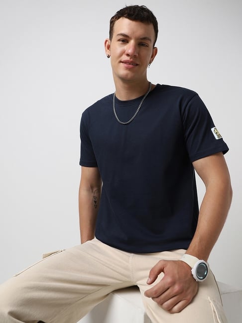 Bewakoof Men's Blue Groot Badge Graphic Printed T-Shirt