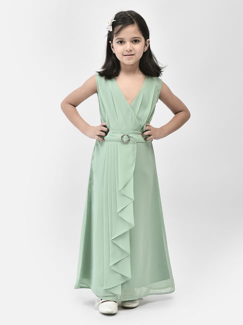 Eavan Kids Green Solid Maxi Dress-picture-31