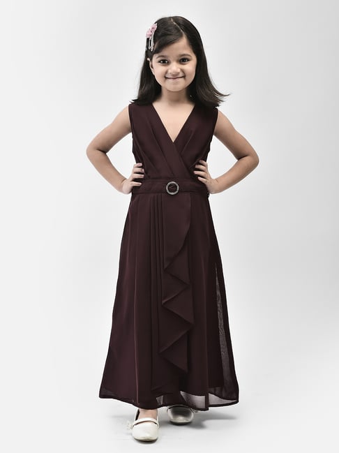 Eavan Kids Burgundy Solid Gown-picture-32