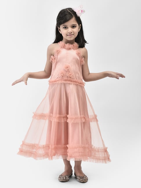 Eavan Kids Peach Applique Dress-picture-12