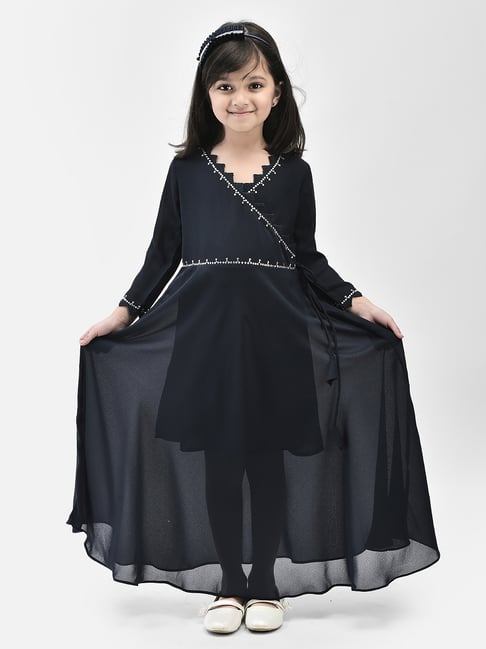 Eavan Kids Navy Embellished Full Sleeves Gown-picture-22