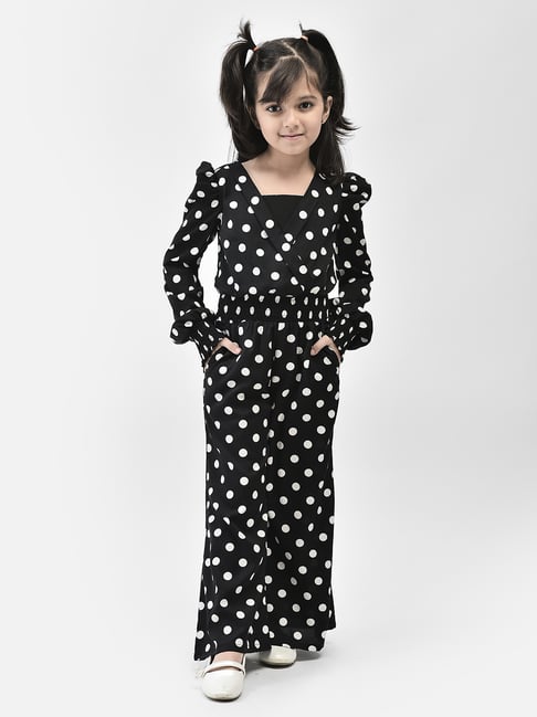Eavan Kids Black Printed Full Sleeves Jumpsuit