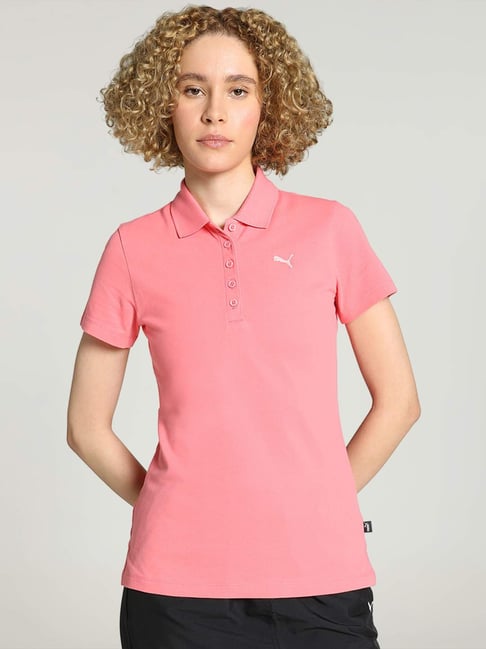 Buy Puma Pink Cotton Textured Pattern Sports T-Shirt for Women