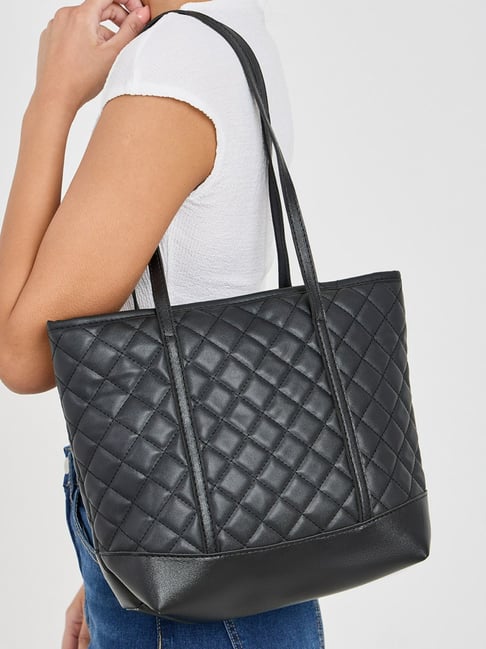 Buy Styli Black Quilted Tote Bag at Best Price Tata CLiQ