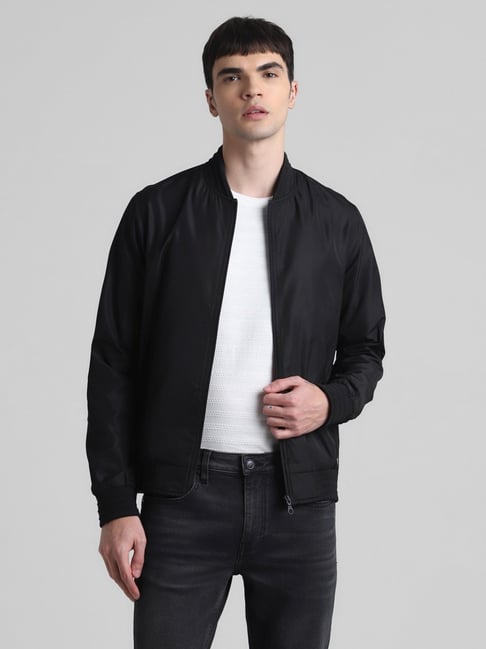 Jack Jones Jet Black Regular Fit Bomber Jacket