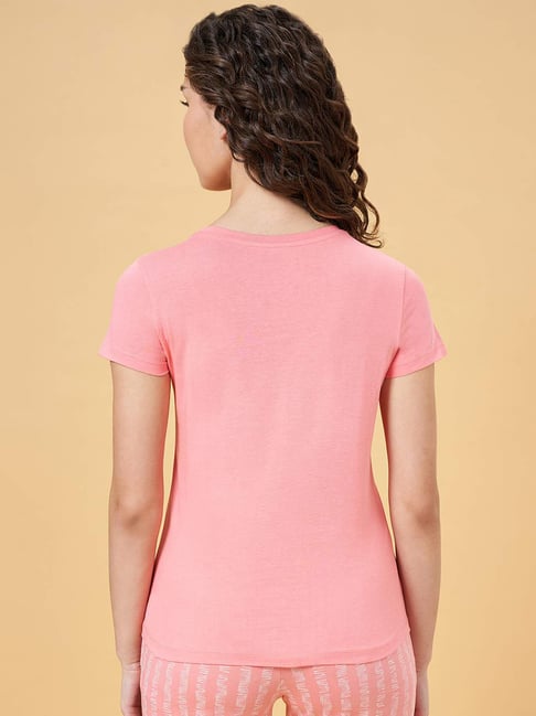 Dreamz by Pantaloons Pink Cotton Solid T-Shirt