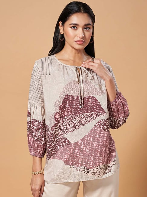 Marigold Lane White & Pink Printed Top-picture-32