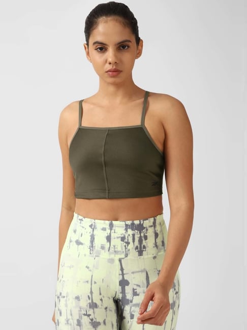 Reebok Green Fitted Sports Cropped Tank Top-image-49
